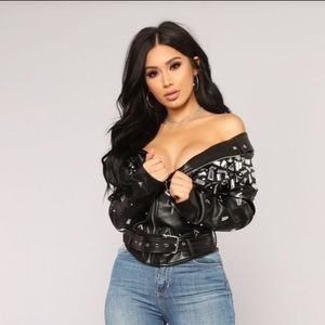 Fashion Nova Leather Jacket/Top size: L